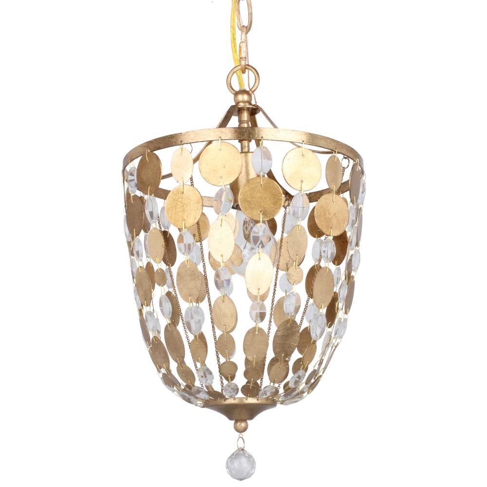 Crystorama Bella 1 Light Antique Gold Pendant