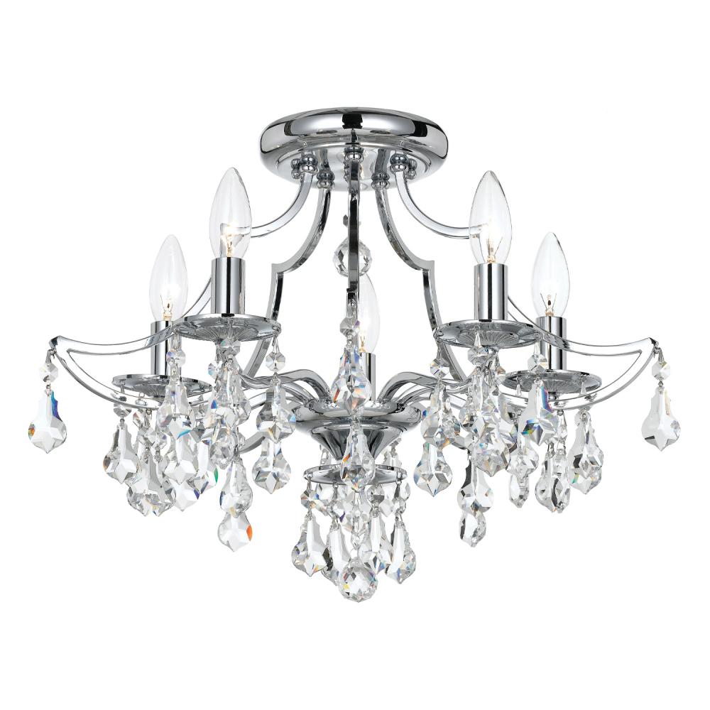 Cedar 5 Light Swarovski Strass Crystal Polished Chrome Semi Flush Mount