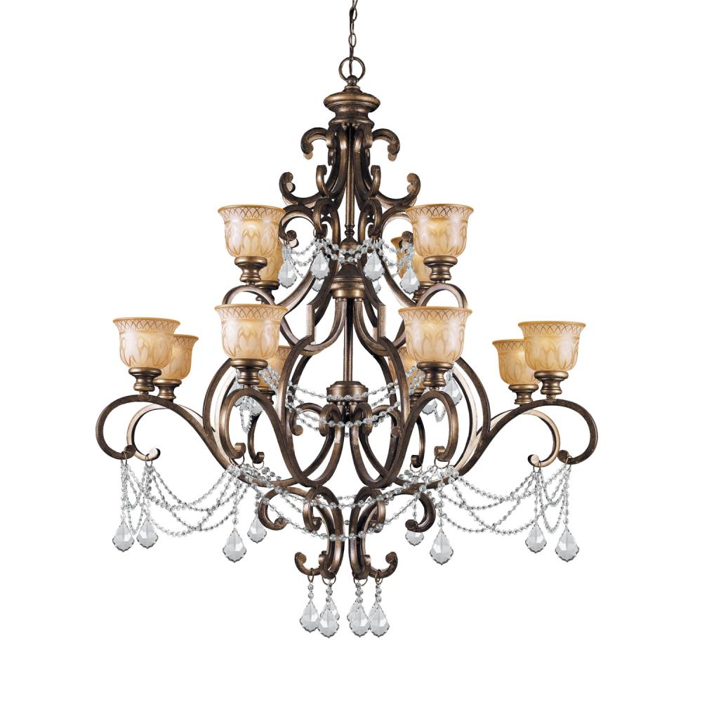 Norwalk 12 Light Spectra Crystal Bronze Umber Chandelier