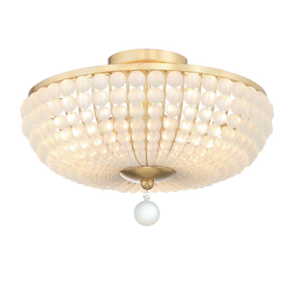 Bella 3 Light Antique Gold Semi Flush Mount