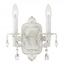 Crystorama 5022-AW-CL-S - Paris Market 2 Light Swarovski Strass Crystal Antique White Sconce