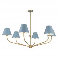 Crystorama XAV-B9319-VG-BL - Xavier 6 Light Vibrant Gold + Blue Chandelier