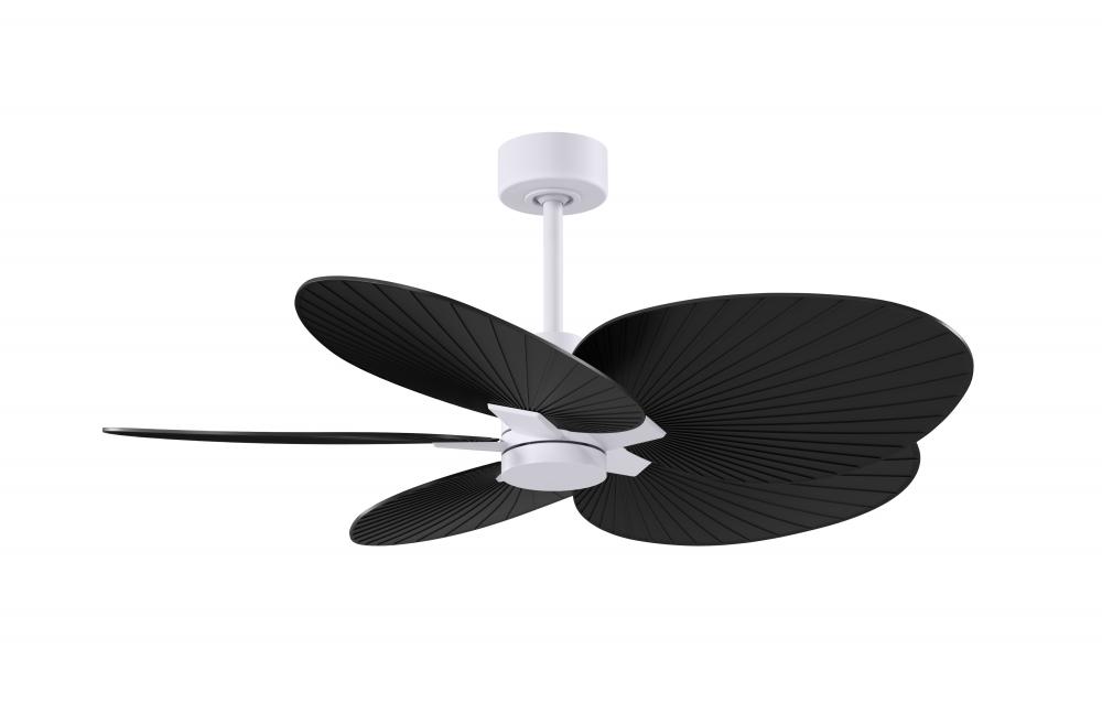 Alessandra Tropical 5-blade ceiling fan in Matte White and Light Pink blades.