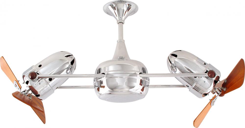 Duplo Dinamico 360” rotational dual head ceiling fan in Polished Chrome finish with solid sustai