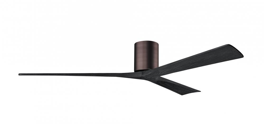 Irene-3H - Three Blade Flush Mount Paddle Fan - 72" - Brushed Bronze Finish - Matte Black Blades