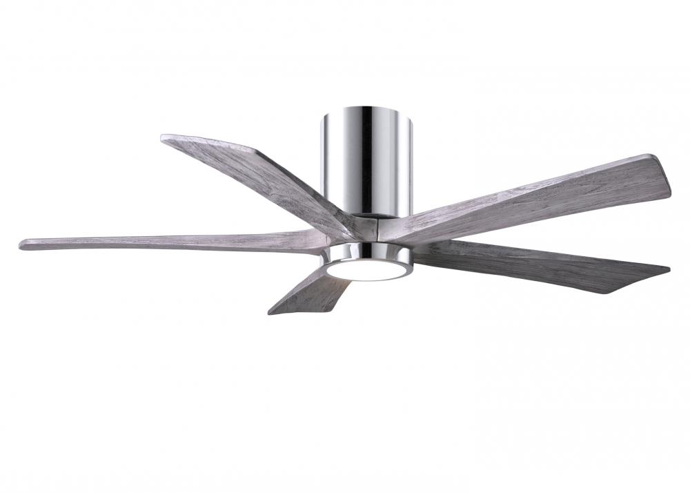 IR5HLK five-blade flush mount paddle fan in Polished Chrome finish with 52” solid walnut tone bl