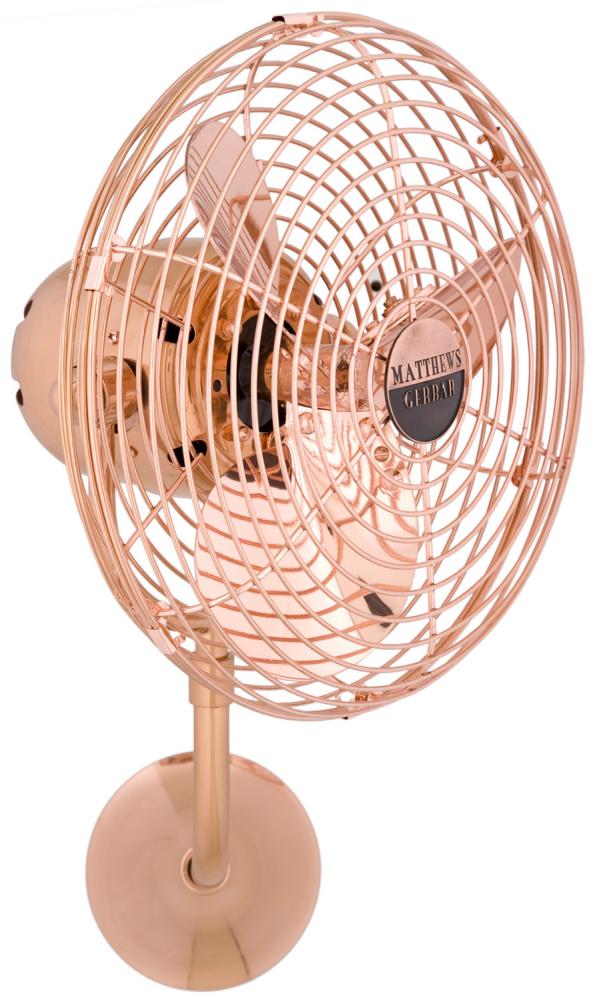 Michelle Parede vintage style wall fan in polished copper finish.