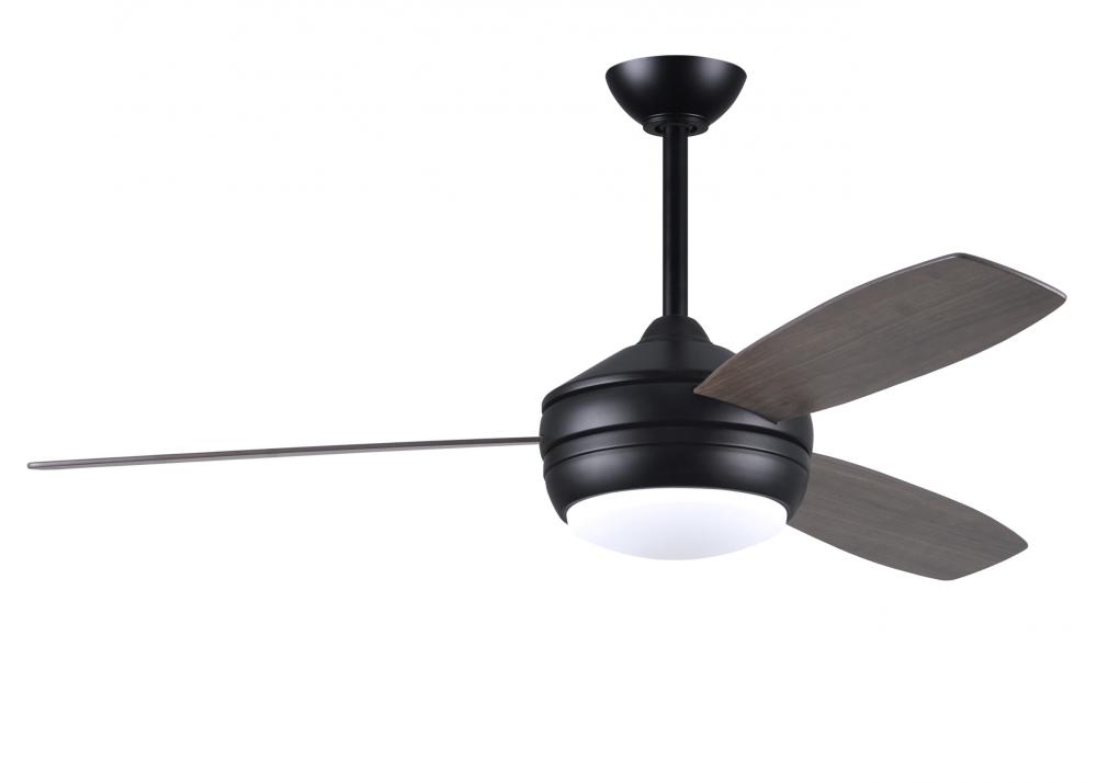 T-24 52" Ceiling Fan in Matte Black and reversible Gray Ash/Walnut Blades