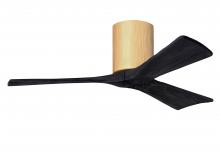 Matthews Fan Company IR3H-LM-BK-42 - Irene-3H three-blade flush mount paddle fan in Light Maple finish with 42” Matte Black tone blad