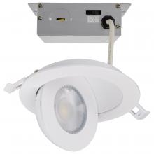 Satco Products Inc. S11840 - 9 Watt; CCT Selectable; LED Direct Wire Downlight; Gimbaled; 4 Inch Round; Remote Driver; White