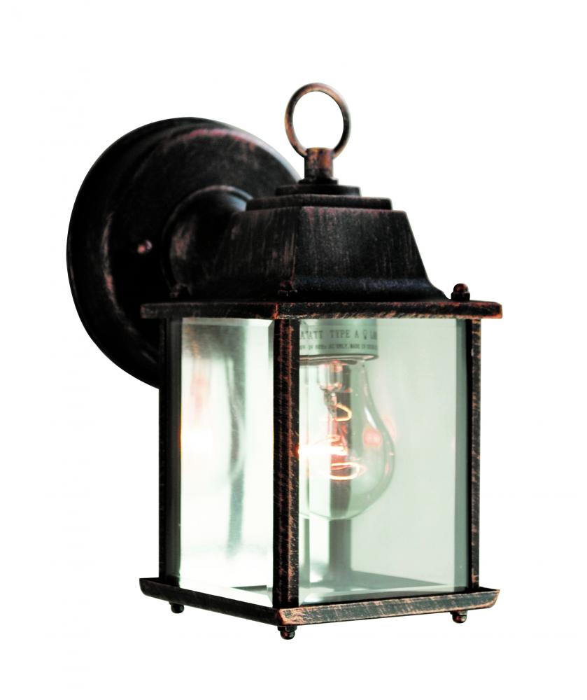 Patrician 1-Light, Ring Top ,Clear Glass Open Base Square Wall Lantern