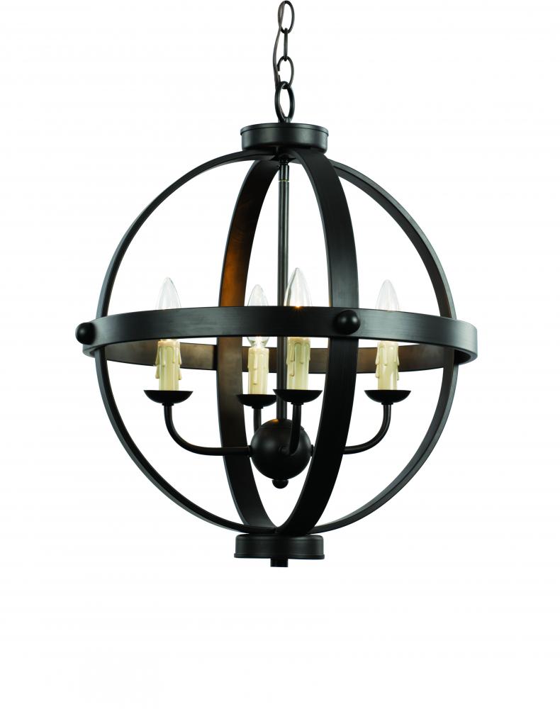 4LT CHANDELIER-RUSTIC AXEL ORB