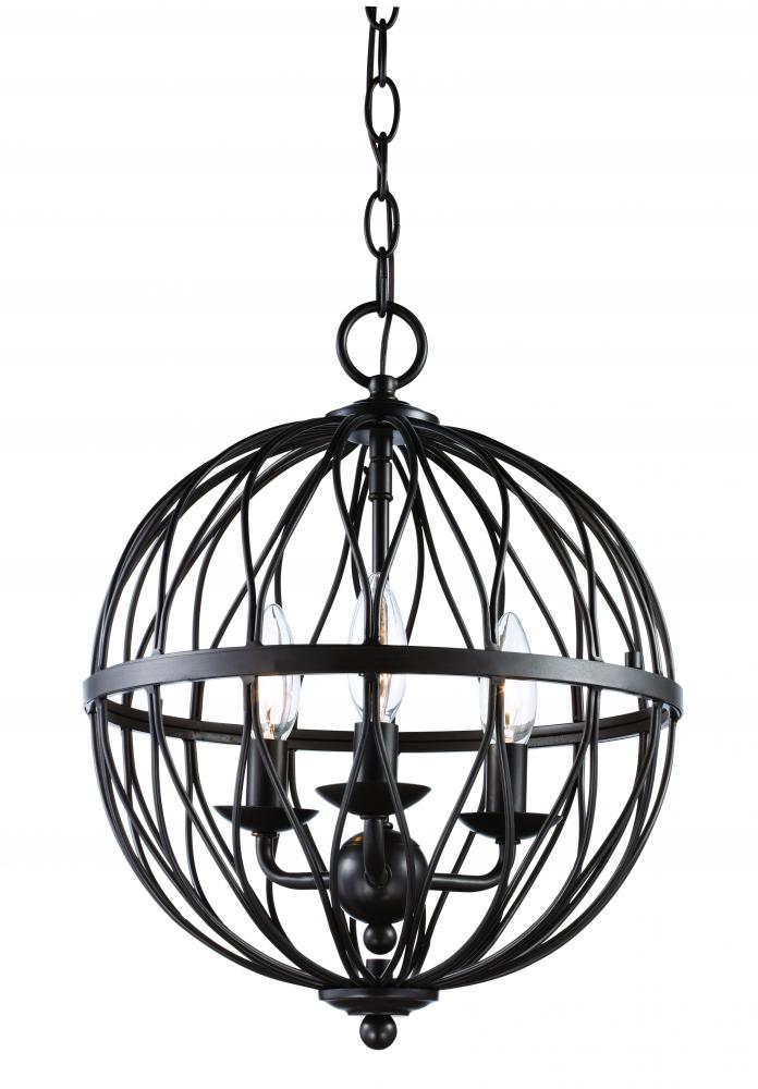 3LT CHANDELIER-ORB CAGE-SML-RO