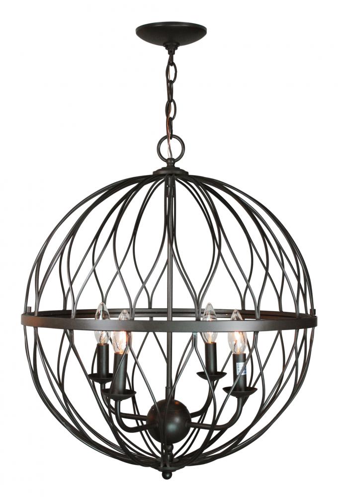 4LT CHANDELIER-ORB CAGE-ROB