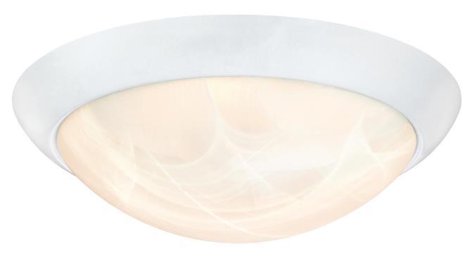 11 in. 14W LED Flush White Finish White Alabaster Glass