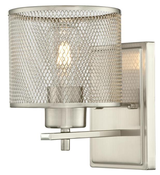 1 Light Wall Fixture Brushed Nickel Finish Mesh Shade