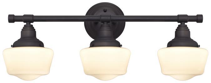 3 Light Wall Fixture Oil Rubbed Bronze Finish White Opal Glass
