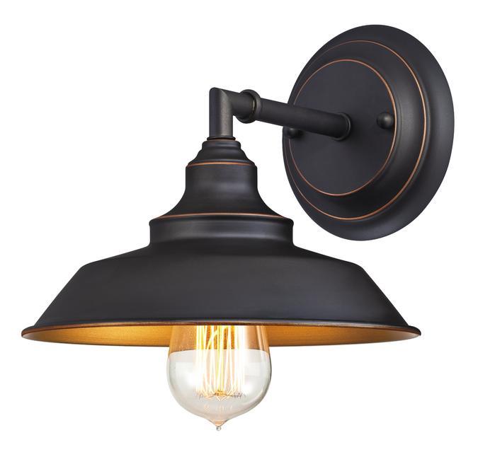 1 Light Wall Fixture Oil Rubbed Bronze Finish with Highlights