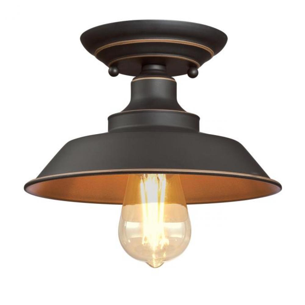 9 in. 1 Light Semi-Flush Oil Rubbed Bronze Finish with Highlights