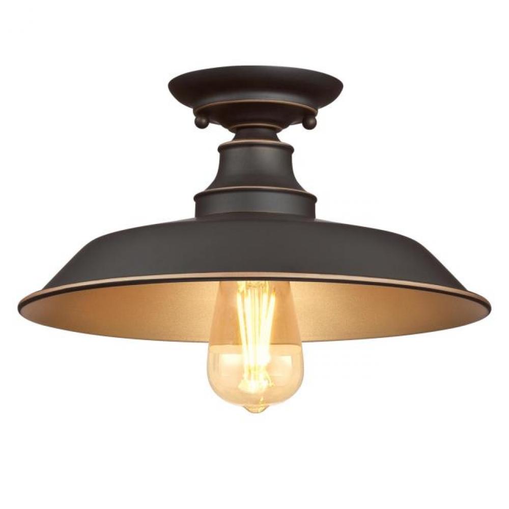 12 in. 1 Light Semi-Flush Oil Rubbed Bronze Finish with Highlights