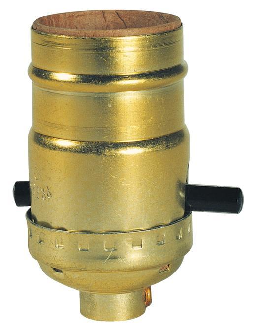 On/Off Push-Through Socket with Set Screw Brass Finish