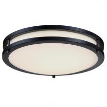 Westinghouse 6136500 - 16 in. 23W LED Flush with Color Temperature Selection Matte Black Finish Frosted Acrylic Shade