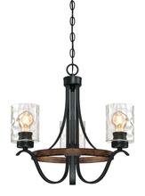 Westinghouse 6331800 - 3 Light Chandelier Textured Iron and Barnwood Finish Clear Hammered Glass