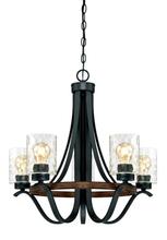 Westinghouse 6331900 - 5 Light Chandelier Textured Iron and Barnwood Finish Clear Hammered Glass