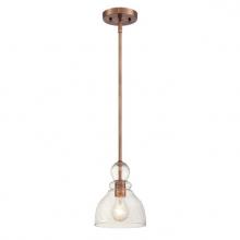 Westinghouse 6356400 - Mini Pendant Washed Copper Finish Clear Seeded Glass