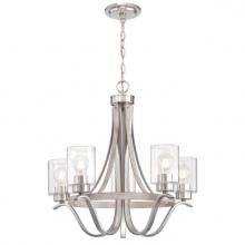 Westinghouse 6576900 - 5 Light Chandelier Antique Ash and Brushed Nickel Finish Clear Seeded Glass