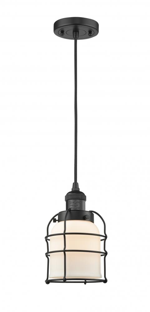 Bell Cage - 1 Light - 6 inch - Matte Black - Cord hung - Mini Pendant