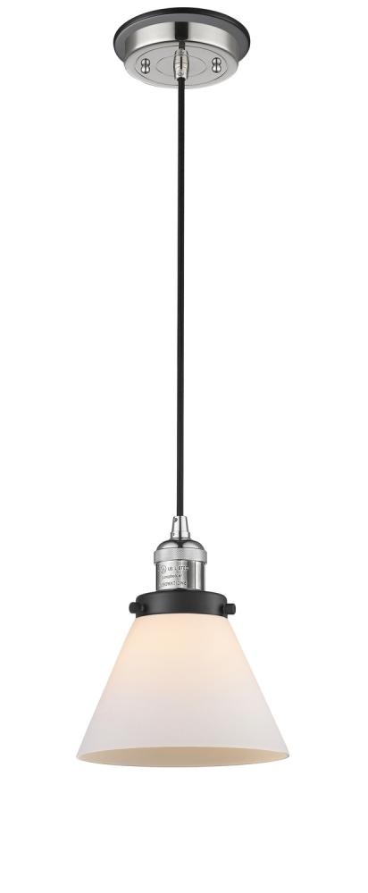 Cone - 1 Light - 8 inch - Polished Nickel - Cord hung - Mini Pendant