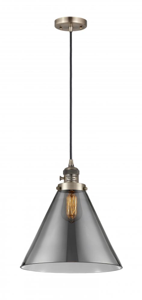 Cone - 1 Light - 12 inch - Antique Brass - Cord hung - Mini Pendant