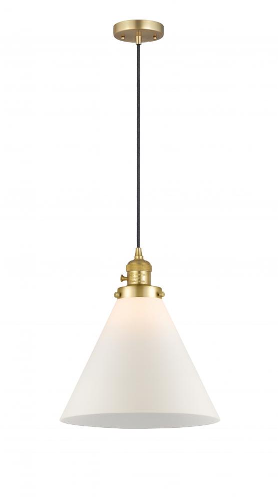 Cone - 1 Light - 12 inch - Satin Gold - Cord hung - Mini Pendant