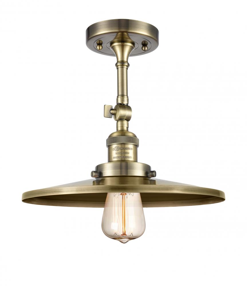 Railroad - 1 Light - 12 inch - Antique Brass - Semi-Flush Mount