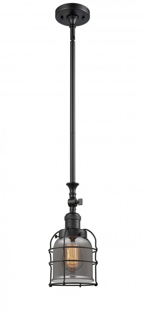 Bell Cage - 1 Light - 6 inch - Matte Black - Stem Hung - Adjustable Mini Pendant