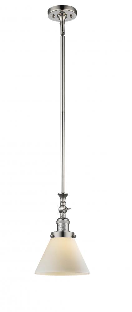 Cone - 1 Light - 8 inch - Polished Nickel - Stem Hung - Mini Pendant