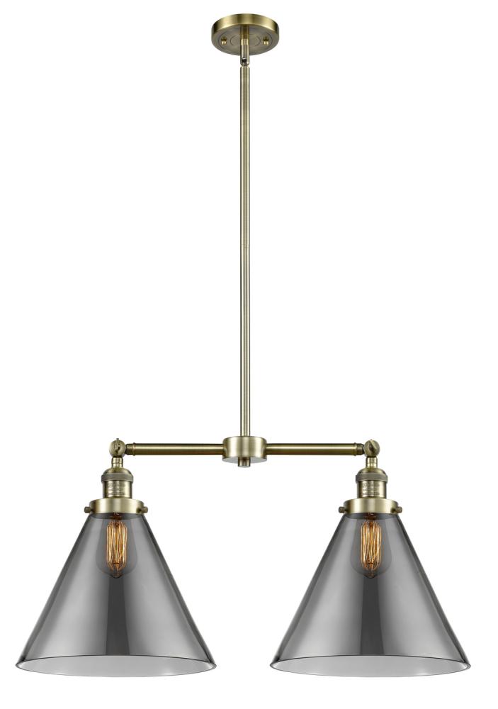 Cone - 2 Light - 21 inch - Antique Brass - Stem Hung - Adjustable Island Light