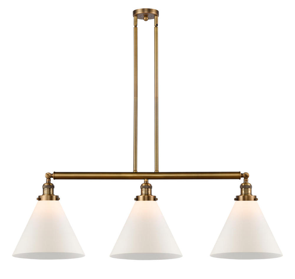 Cone - 3 Light - 44 inch - Brushed Brass - Stem Hung - Adjustable Island Light