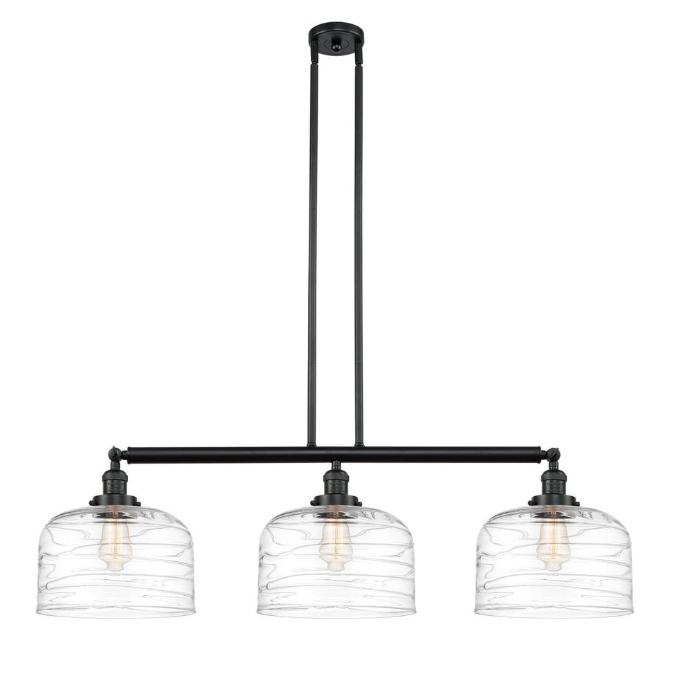 Bell - 3 Light - 42 inch - Matte Black - Stem Hung - Adjustable Island Light
