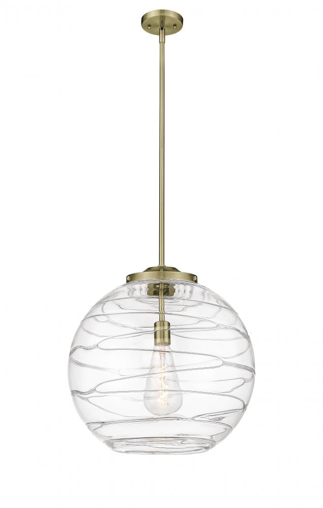 Athens Deco Swirl - 1 Light - 18 inch - Antique Brass - Stem Hung - Pendant