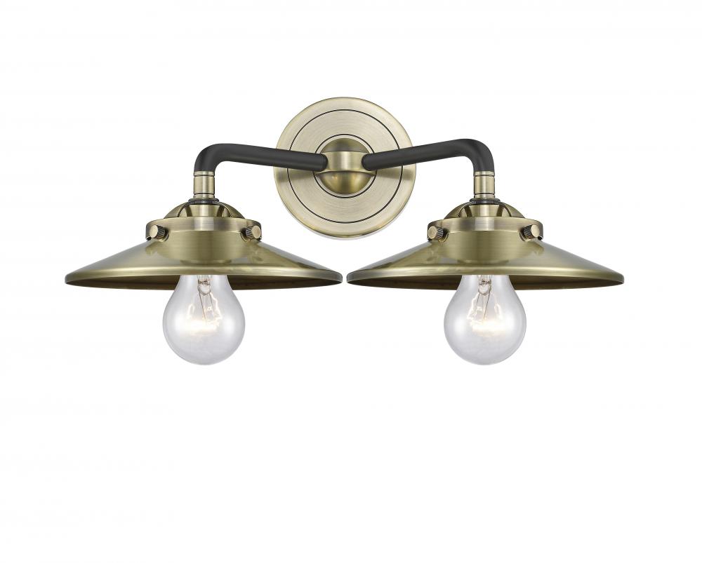 Railroad - 2 Light - 16 inch - Black Antique Brass - Bath Vanity Light