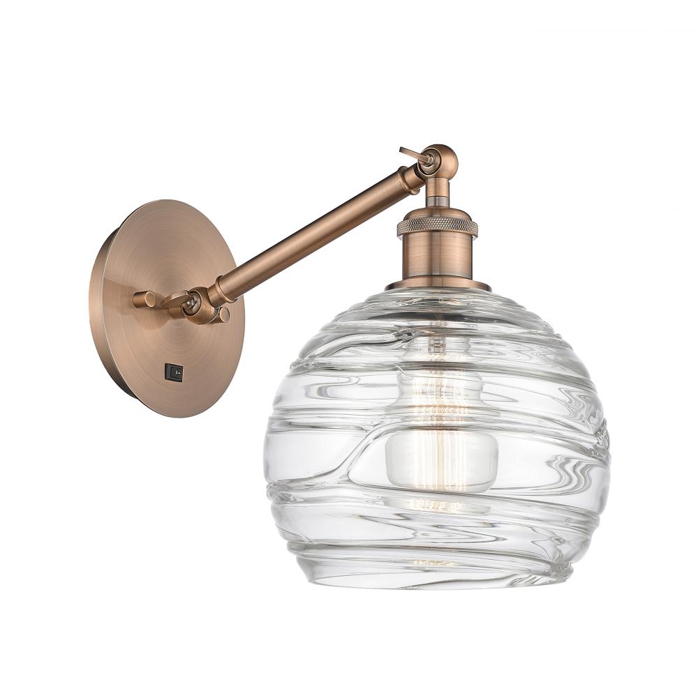 Athens Deco Swirl - 1 Light - 8 inch - Antique Copper - Adjustable Sconce