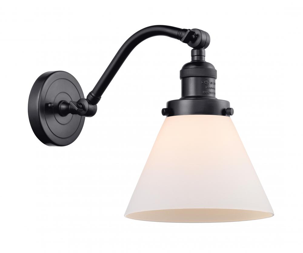 Cone - 1 Light - 8 inch - Matte Black - Adjustable Sconce