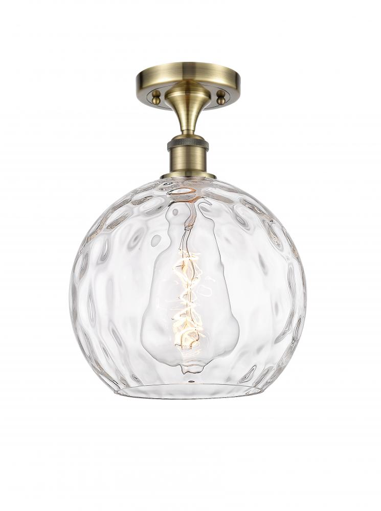 Athens Water Glass - 1 Light - 10 inch - Antique Brass - Semi-Flush Mount