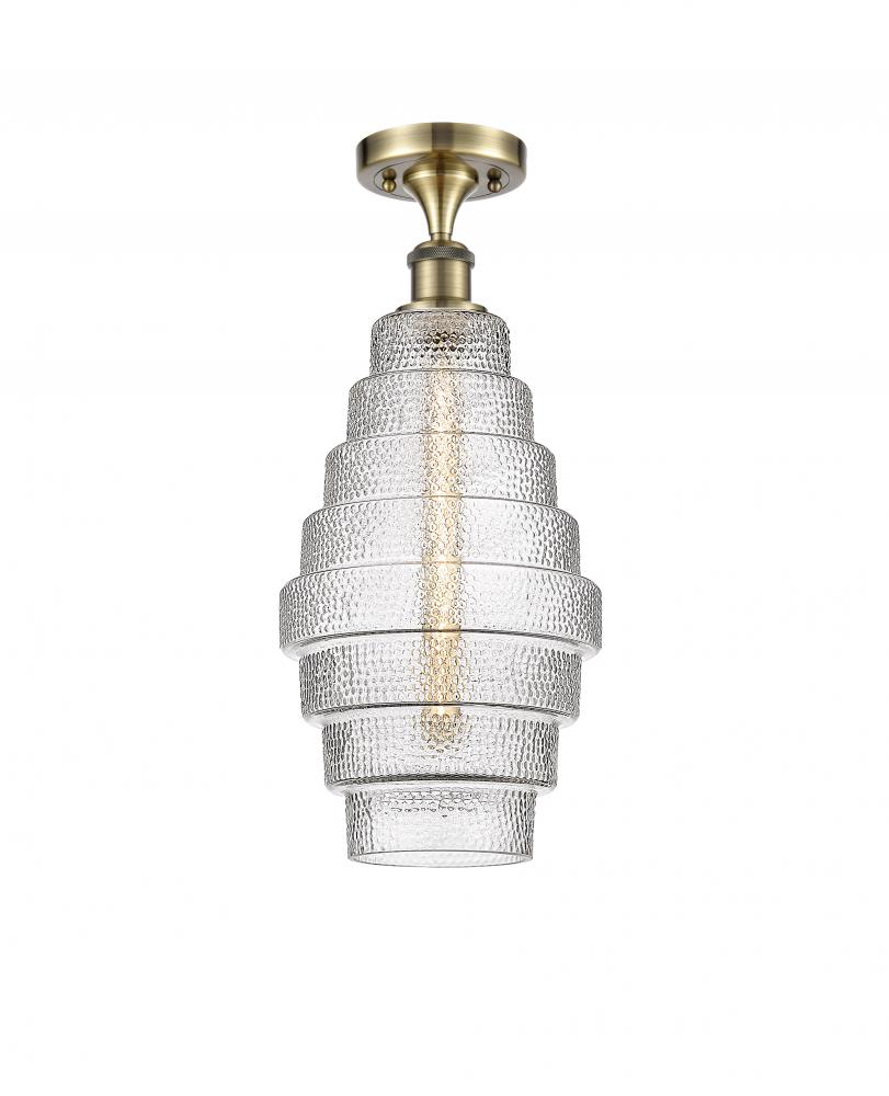 Cascade - 1 Light - 8 inch - Antique Brass - Semi-Flush Mount