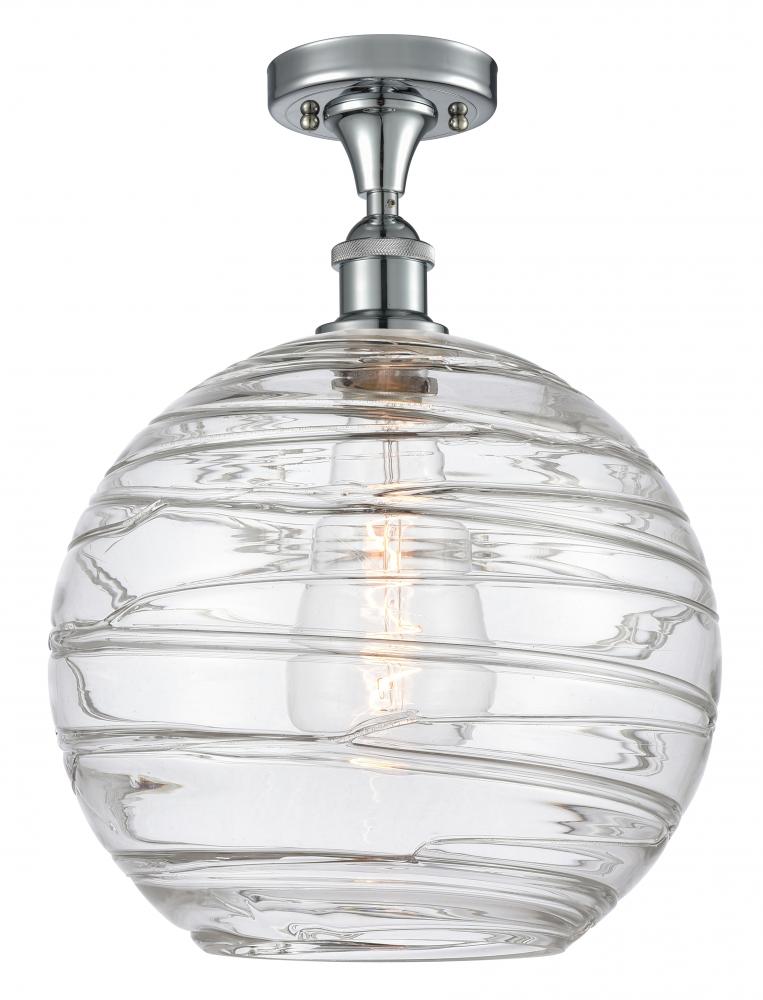 Athens Deco Swirl - 1 Light - 12 inch - Polished Chrome - Semi-Flush Mount