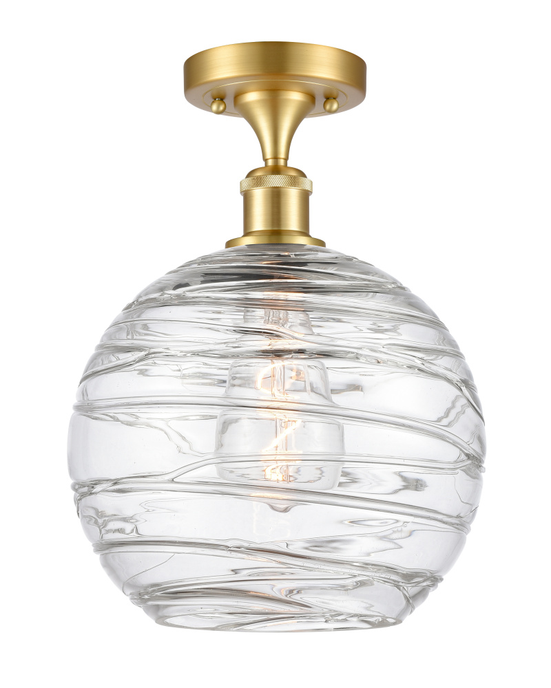 Athens Deco Swirl - 1 Light - 10 inch - Satin Gold - Semi-Flush Mount