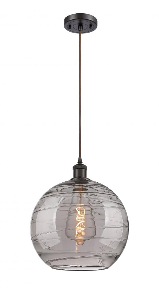 Athens Deco Swirl - 1 Light - 12 inch - Oil Rubbed Bronze - Cord hung - Mini Pendant