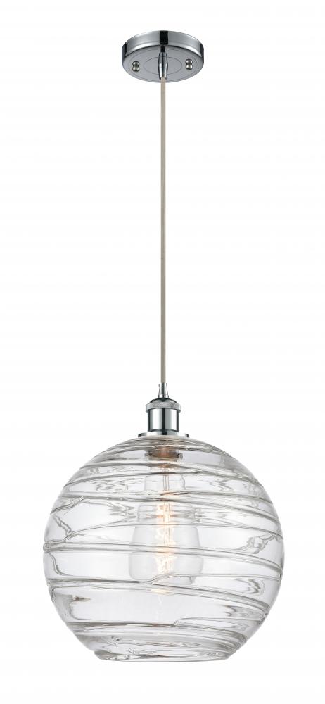 Athens Deco Swirl - 1 Light - 12 inch - Polished Chrome - Cord hung - Mini Pendant